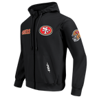 NFL SAN FRANCISCO 49ERS CLASSIC WIND SUIT MEN'S WOVEN FULL ZIP PULLOVER HOODIE (BLACK)