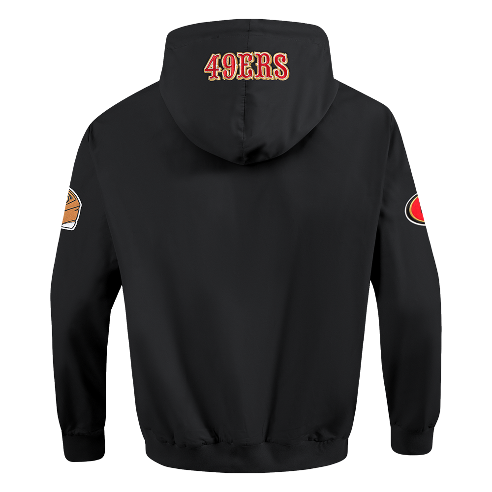 NFL SAN FRANCISCO 49ERS CLASSIC WIND SUIT MEN'S WOVEN FULL ZIP PULLOVER HOODIE (BLACK)