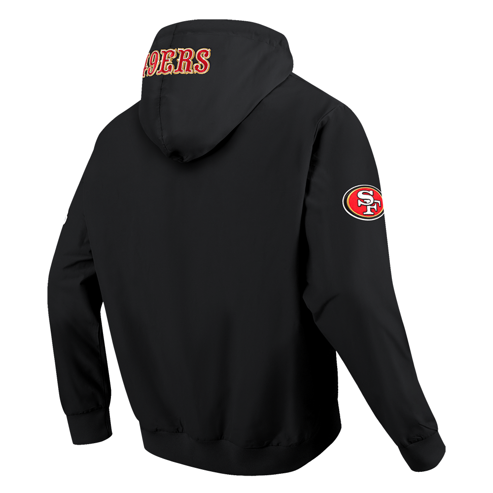 NFL SAN FRANCISCO 49ERS CLASSIC WIND SUIT MEN'S WOVEN FULL ZIP PULLOVER HOODIE (BLACK)