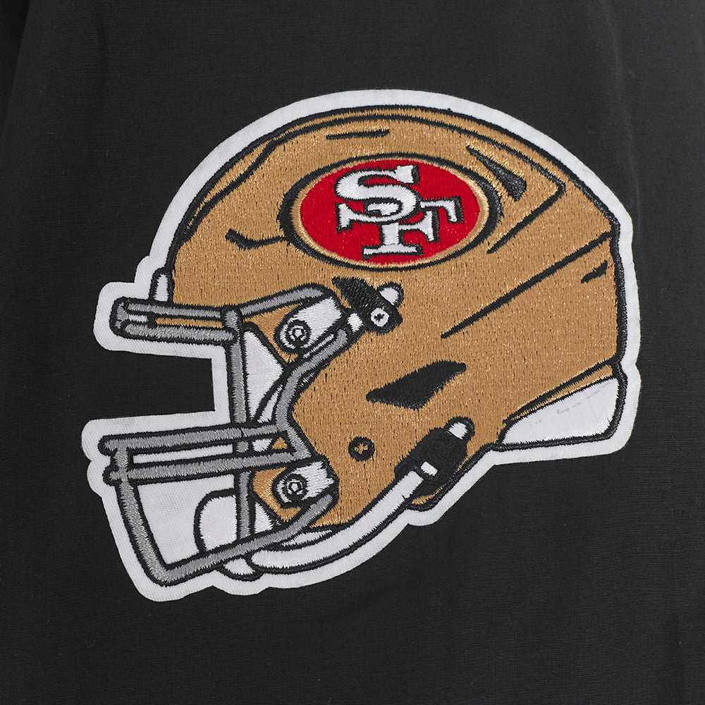 NFL SAN FRANCISCO 49ERS CLASSIC WIND SUIT MEN'S WOVEN FULL ZIP PULLOVER HOODIE (BLACK)