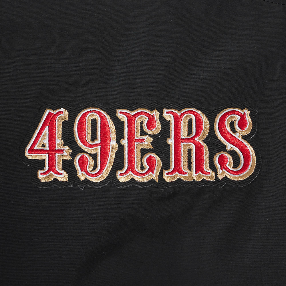 NFL SAN FRANCISCO 49ERS CLASSIC WIND SUIT MEN'S WOVEN FULL ZIP PULLOVER HOODIE (BLACK)