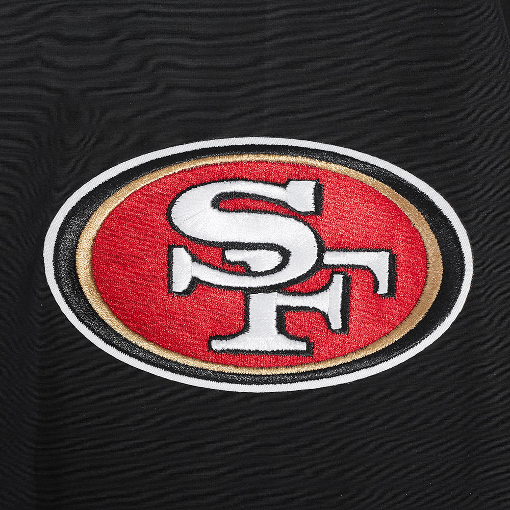 NFL SAN FRANCISCO 49ERS CLASSIC WIND SUIT MEN'S WOVEN FULL ZIP PULLOVER HOODIE (BLACK)