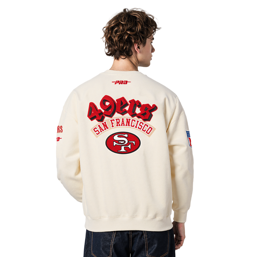 NFL SAN FRANCISCO 49ERS BEST OF MEN'S DROP SHOULDER FLC CREWNECK (EGGSHELL)