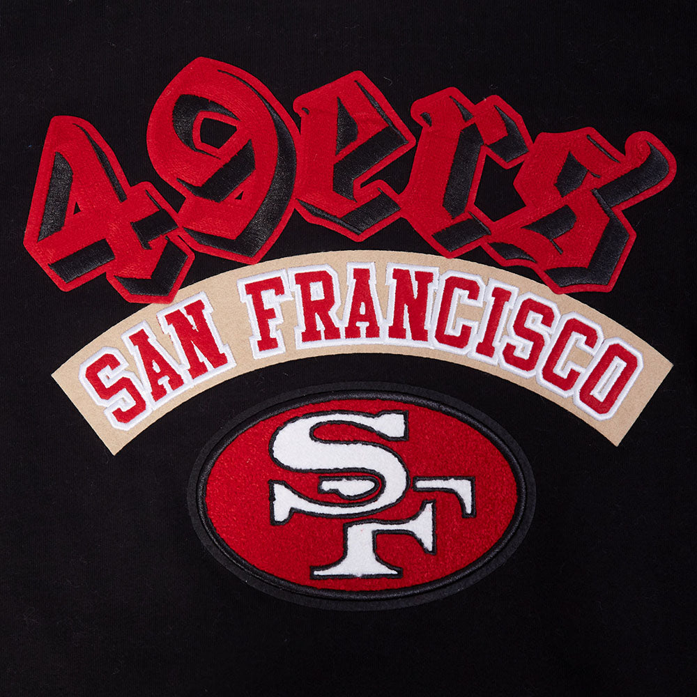 NFL SAN FRANCISCO 49ERS BEST OF MEN'S DROP SHOULDER FLC PO HOODIE (BLACK)