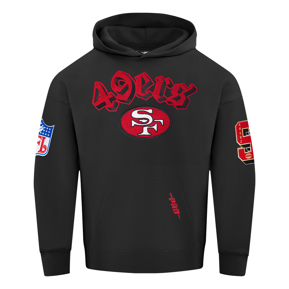 NFL SAN FRANCISCO 49ERS BEST OF MEN'S DROP SHOULDER FLC PO HOODIE (BLACK)