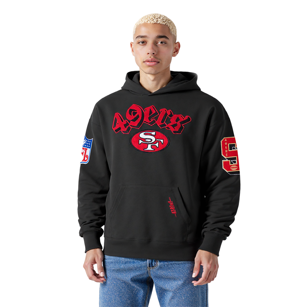 NFL SAN FRANCISCO 49ERS BEST OF MEN'S DROP SHOULDER FLC PO HOODIE (BLACK)