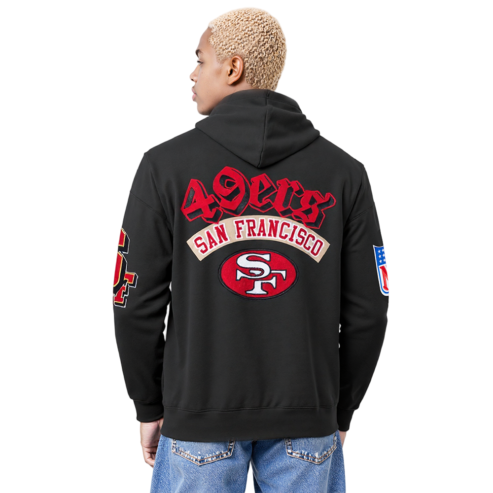 NFL SAN FRANCISCO 49ERS BEST OF MEN'S DROP SHOULDER FLC PO HOODIE (BLACK)