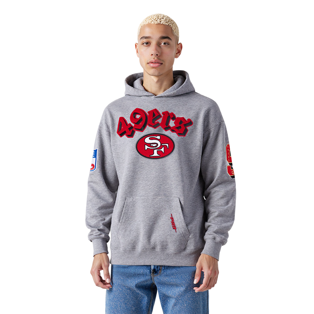 NFL SAN FRANCISCO 49ERS BEST OF MEN'S DROP SHOULDER FLC PO HOODIE (DARK HEATHER GRAY)