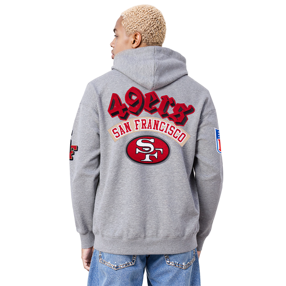 NFL SAN FRANCISCO 49ERS BEST OF MEN'S DROP SHOULDER FLC PO HOODIE (DARK HEATHER GRAY)