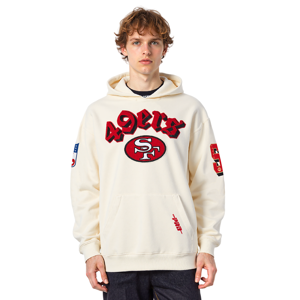 NFL SAN FRANCISCO 49ERS BEST OF CHANDAIL À CAPUCHON EN MOLLETON À ÉPAULES TOMBANTES POUR HOMME (COQUILLE D'ŒUF)