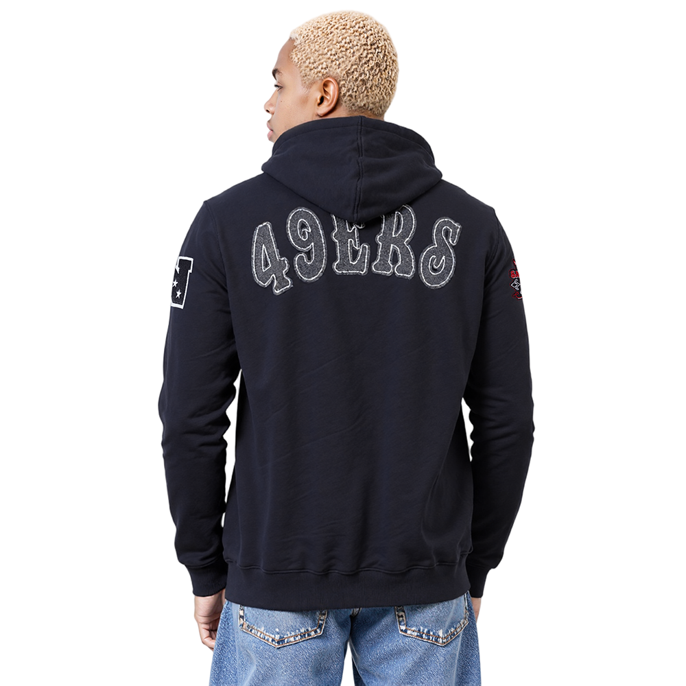 NFL SAN FRANCISCO 49ERS REBEL ATHLETICS MEN'S FLC PO HOODIE (BLACK)