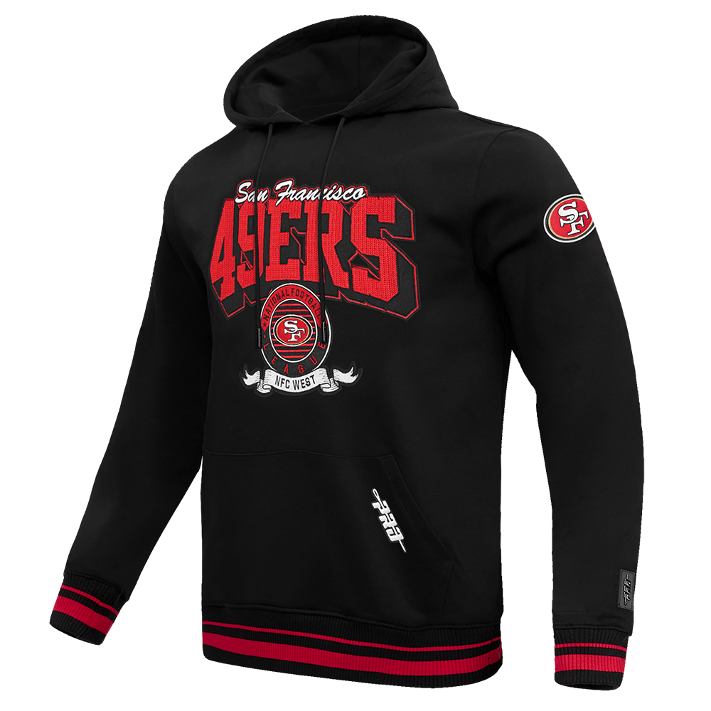 NFL SAN FRANCISCO 49ERS TEAM BADGE MEN'S RIB PO HOODIE (BLACK/RED/BLACK)