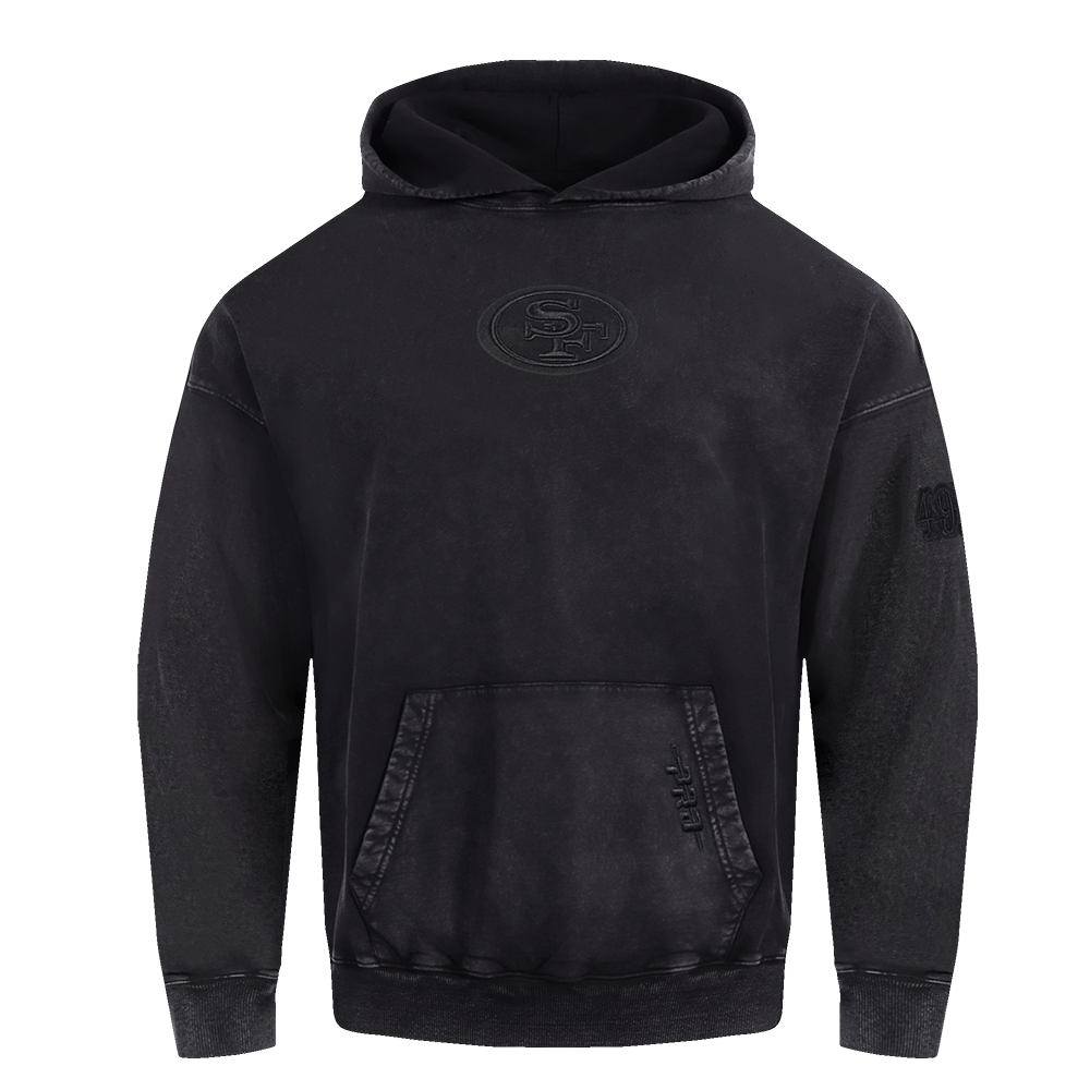 NFL SAN FRANCISCO 49ERS WASHED CLASSIC MEN'S PULLOVER HOODIE (WASHED BLACK)