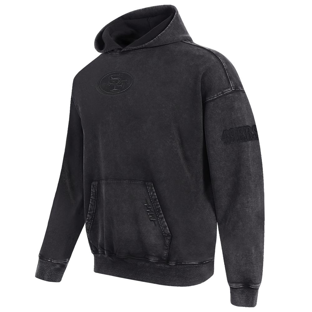 NFL SAN FRANCISCO 49ERS WASHED CLASSIC MEN'S PULLOVER HOODIE (WASHED BLACK)