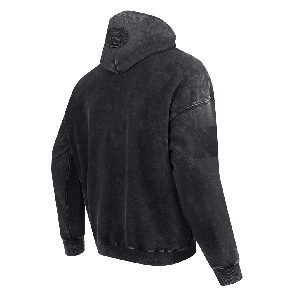 NFL SAN FRANCISCO 49ERS WASHED CLASSIC MEN'S PULLOVER HOODIE (WASHED BLACK)