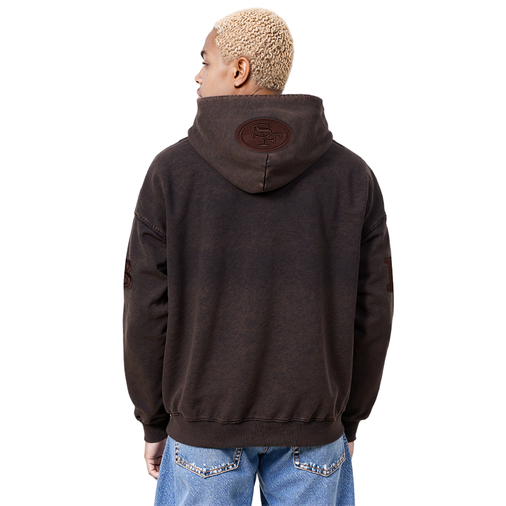NFL SAN FRANCISCO 49ERS WASHED CLASSIC MEN'S PULLOVER HOODIE (WASHED BROWN)