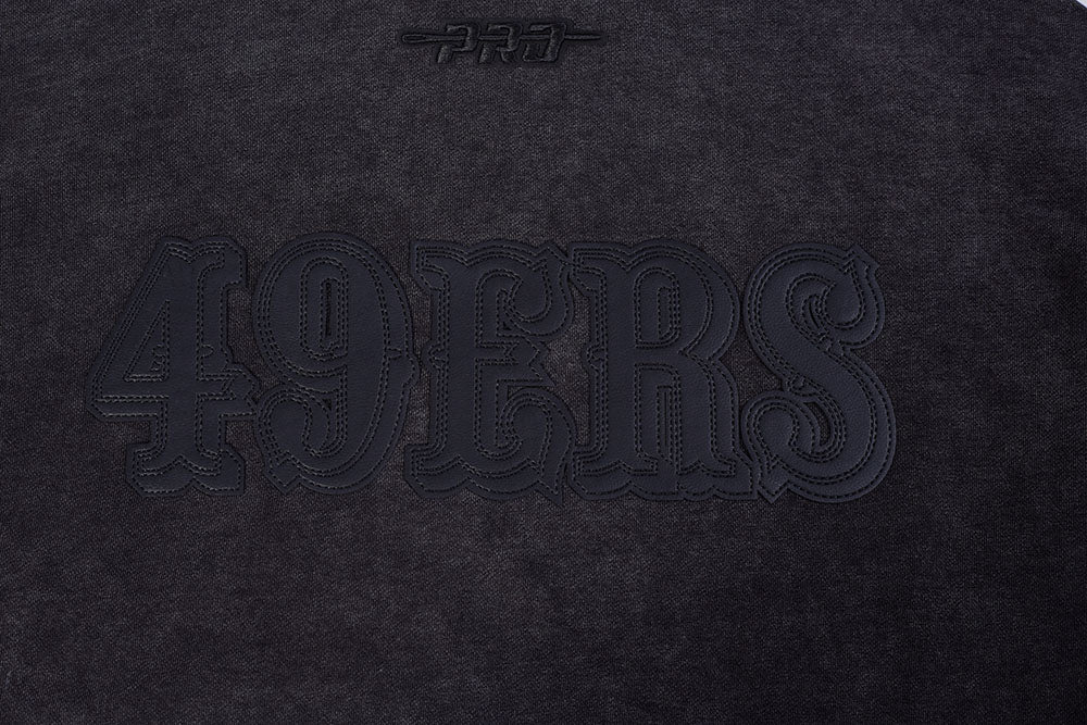NFL SAN FRANCISCO 49ERS WASHED VANGUARD MEN'S PULLOVER HOODIE (WASHED BLACK)