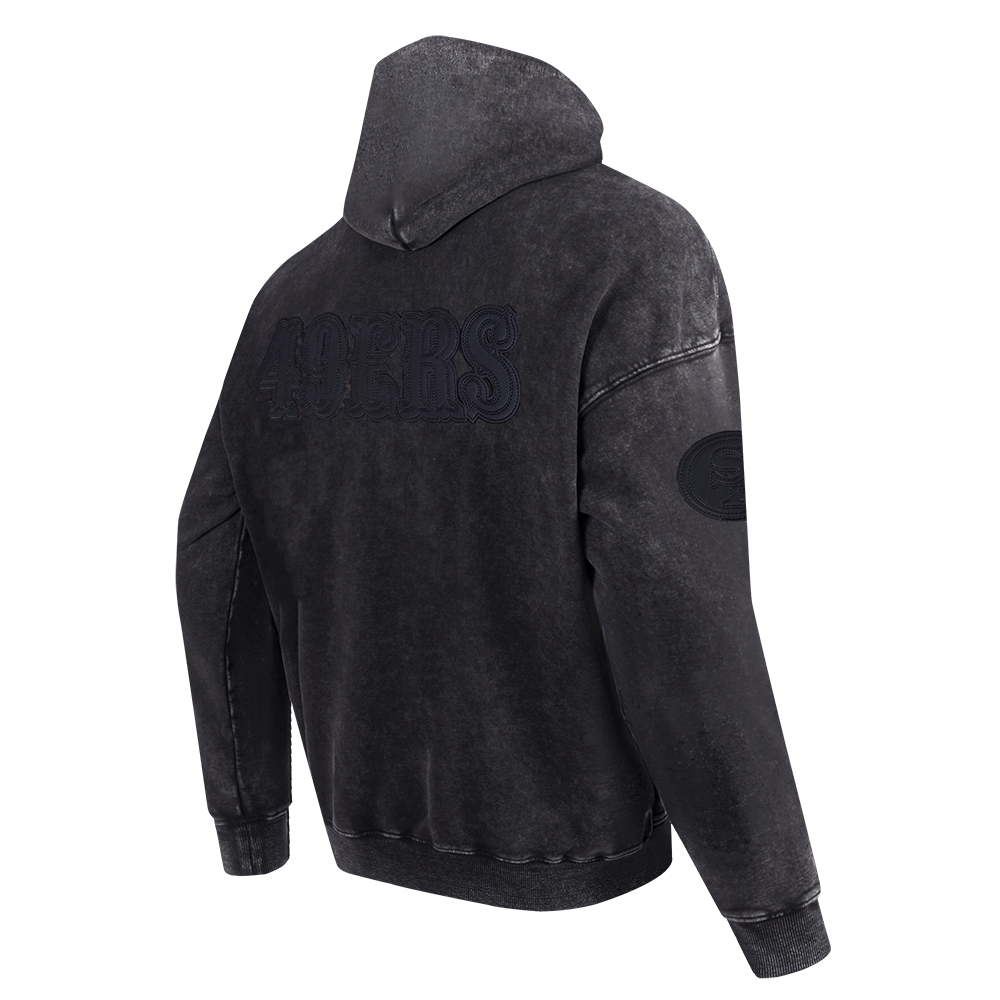 NFL SAN FRANCISCO 49ERS WASHED VANGUARD MEN'S PULLOVER HOODIE (WASHED BLACK)