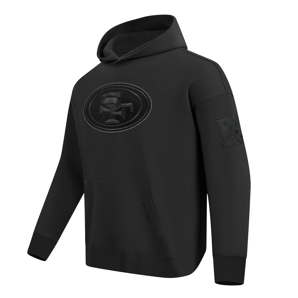 NFL SAN FRANCISCO 49ERS BLACKOUT CHANDAIL À CAPUCHON EN MOLLETON À ÉPAULES TOMBANTES POUR HOMME (NOIR)