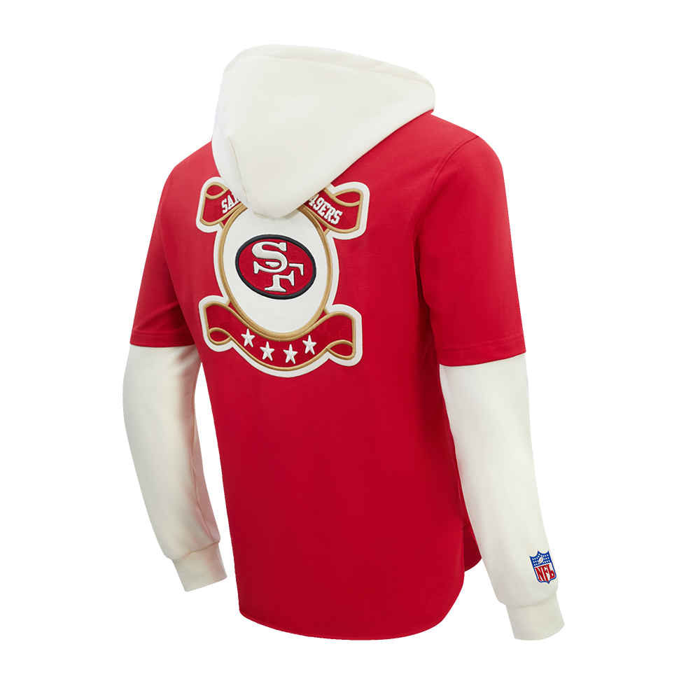 NFL SAN FRANCISCO 49ERS ORIGINAL PLAYERS MEN'S PULL OVER HOODIE (RED/EGGSHELL)