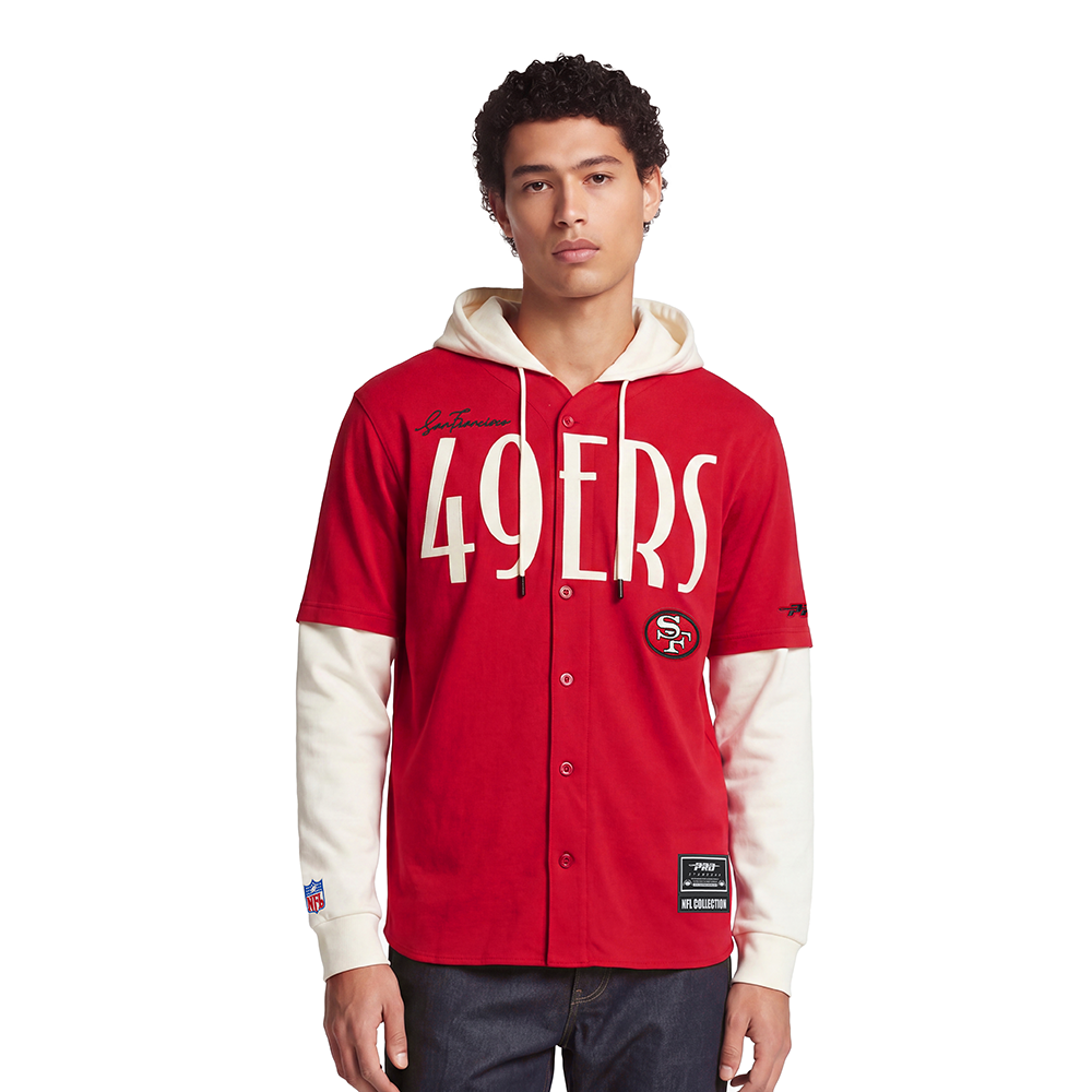 NFL SAN FRANCISCO 49ERS ORIGINAL PLAYERS MEN'S PULL OVER HOODIE (RED/EGGSHELL)