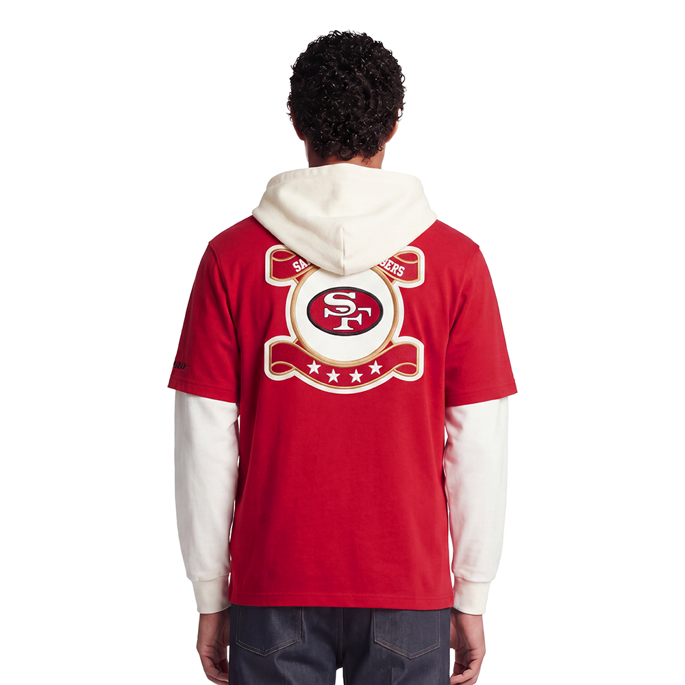 NFL SAN FRANCISCO 49ERS ORIGINAL PLAYERS MEN'S PULL OVER HOODIE (RED/EGGSHELL)