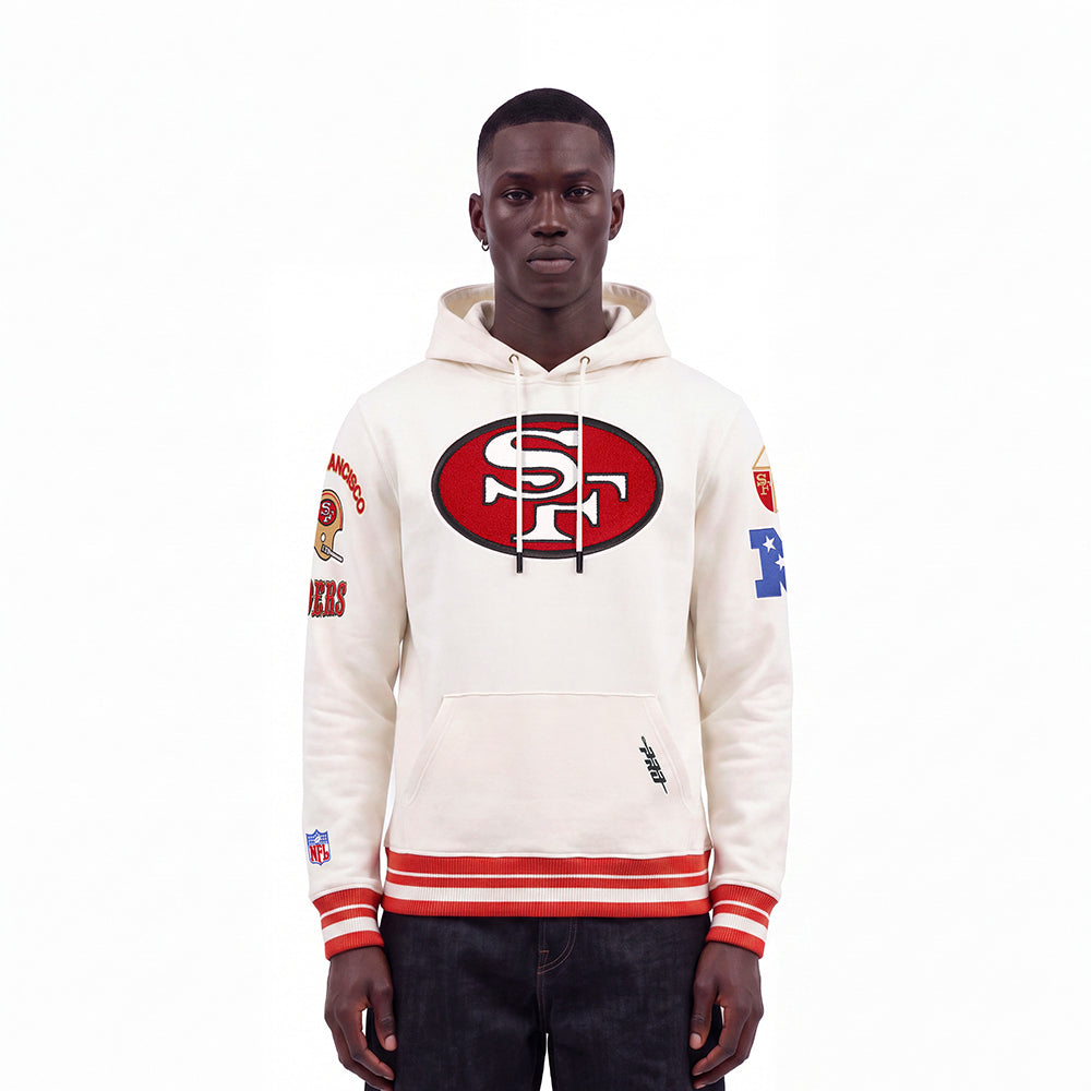 NFL SAN FRANCISCO 49ERS RETRO CLASSICS CHANDAIL À CAPUCHON POUR HOMME (COQUILLE D'ŒUF/ROUGE)