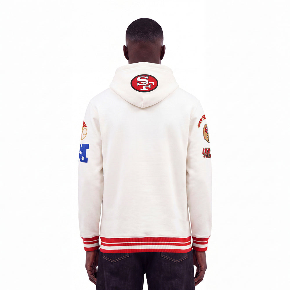 NFL SAN FRANCISCO 49ERS RETRO CLASSICS MEN'S PULLOVER HOODIE (EGGSHELL/ RED)