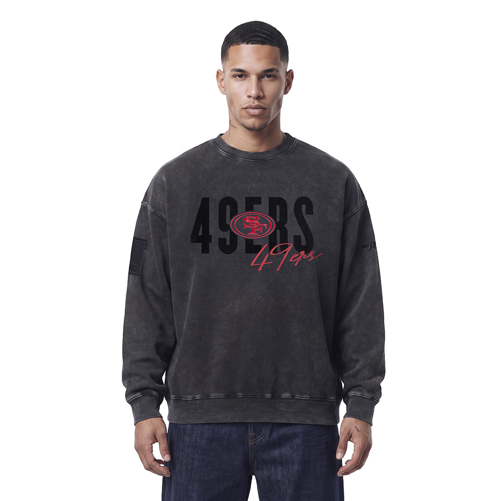 NFL SAN FRANCISCO 49ERS ECLIPSE CHANDAIL OUATÉ POUR HOMME (NOIR DÉLAVÉ)