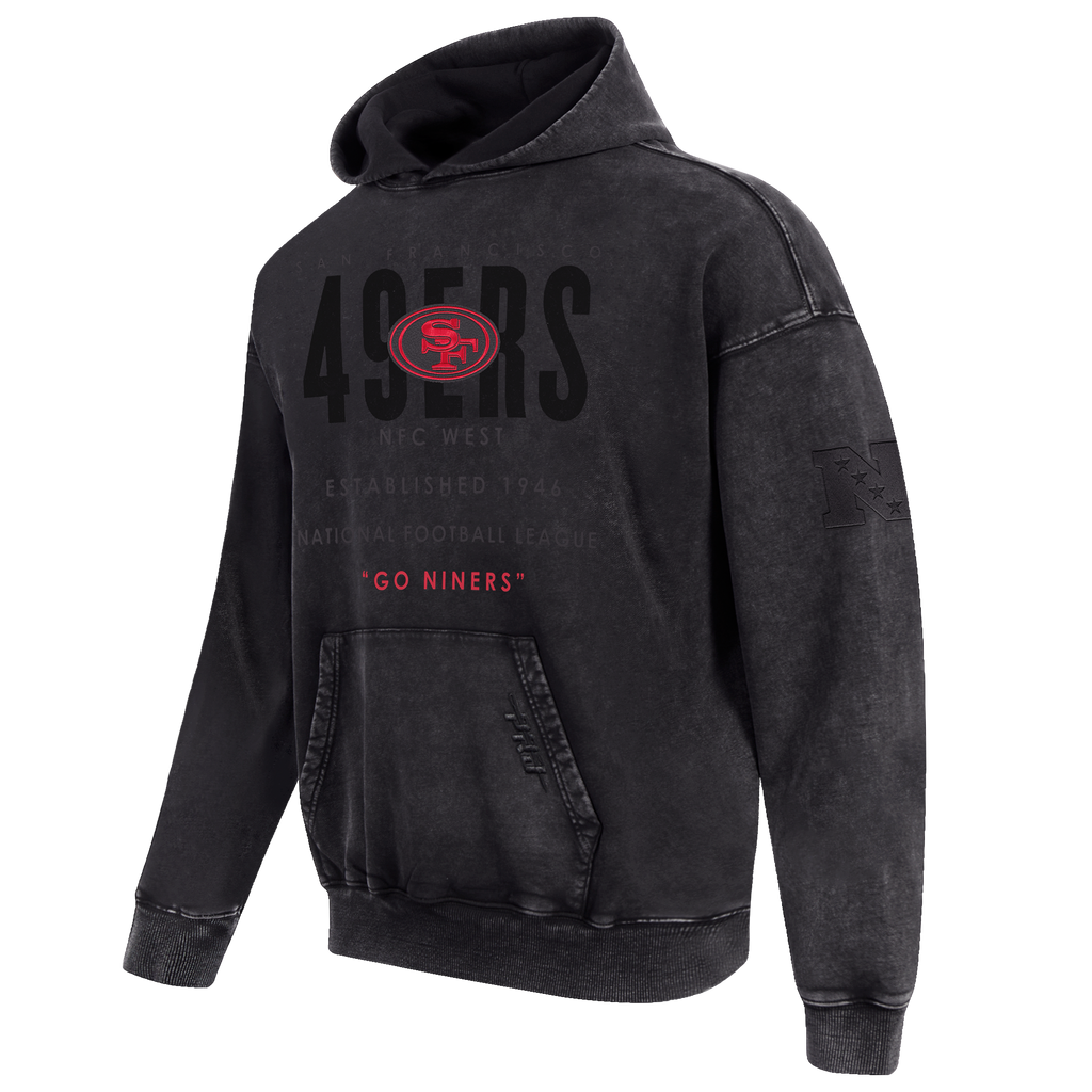 NFL SAN FRANCISCO 49ERS ECLIPSE MEN'S PULL OVER HOODIE (WASHED BLACK)