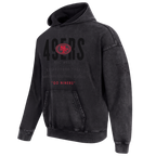 NFL SAN FRANCISCO 49ERS ECLIPSE MEN'S PULL OVER HOODIE (WASHED BLACK)