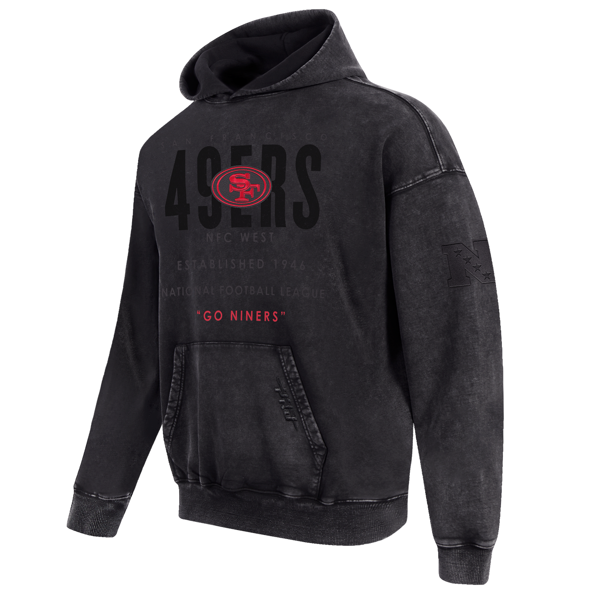 NFL SAN FRANCISCO 49ERS ECLIPSE MEN'S PULL OVER HOODIE (WASHED BLACK)