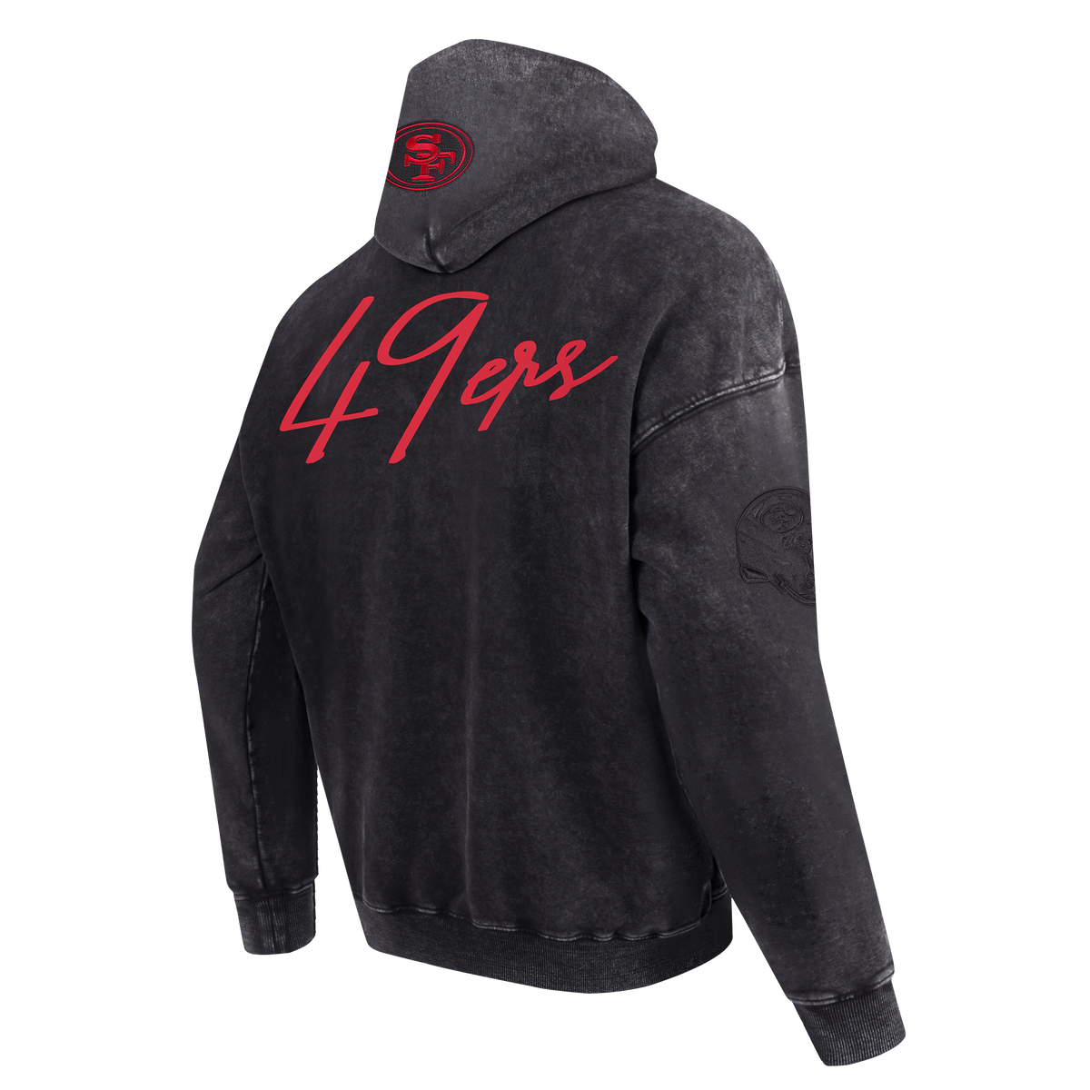 NFL SAN FRANCISCO 49ERS ECLIPSE MEN'S PULL OVER HOODIE (WASHED BLACK)