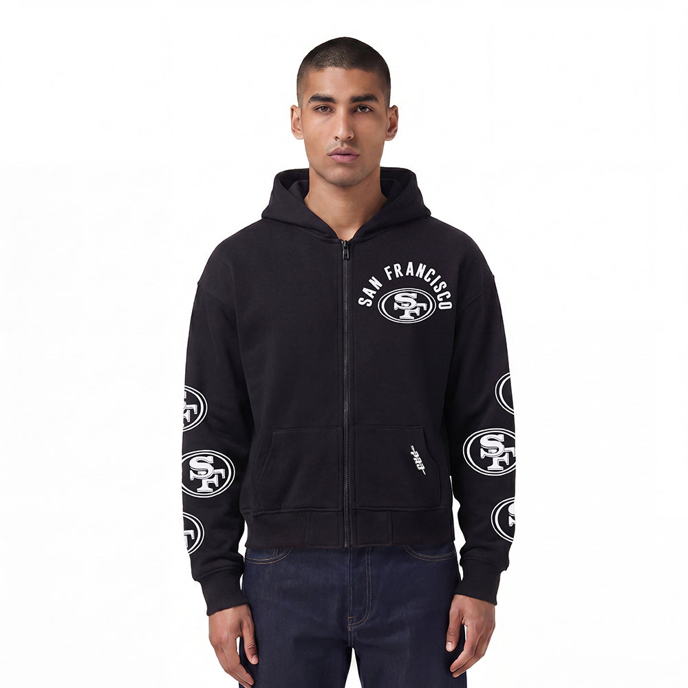 NFL SAN FRANCISCO 49ERS CHANDAIL À CAPUCHON À GLISSIÈRE POUR HOMME (NOIR)