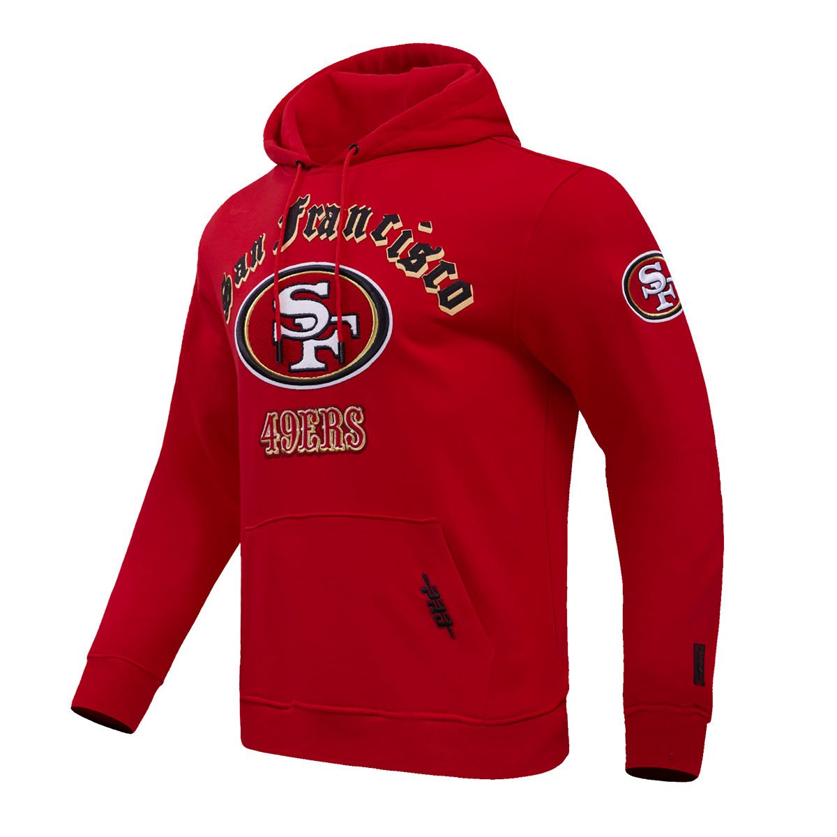 NFL SAN FRANCISCO 49ERS OLD ENGLISH LOGO MEN'S PULLOVER HOODIE (RED)