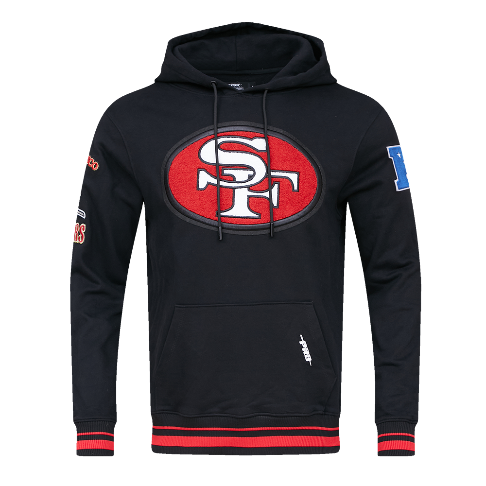 NFL SAN FRANCISCO 49ERS RETRO CLASSIC MEN'S PULLOVER HOODIE (BLACK/RED/BLACK)