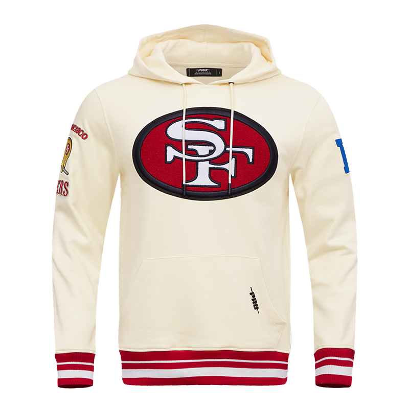 NFL SAN FRANCISCO 49ERS RETRO CLASSIC MEN'S PULLOVER HOODIE (EGGSHELL/RED)