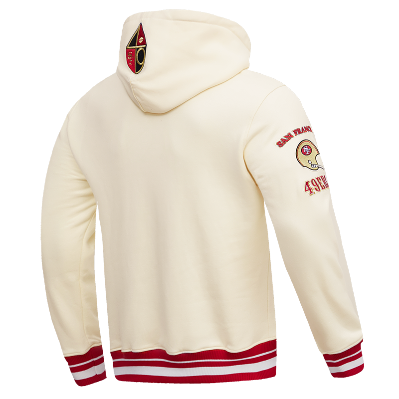 NFL SAN FRANCISCO 49ERS RETRO CLASSIC MEN'S PULLOVER HOODIE (EGGSHELL/RED)
