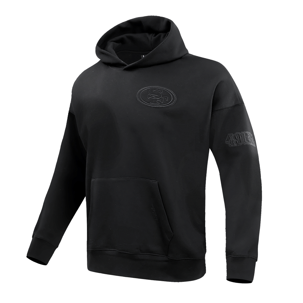 NFL SAN FRANCISCO 49ERS NEUTRAL DROP SHOULDER MEN'S PULLOVER HOODIE (BLACK)