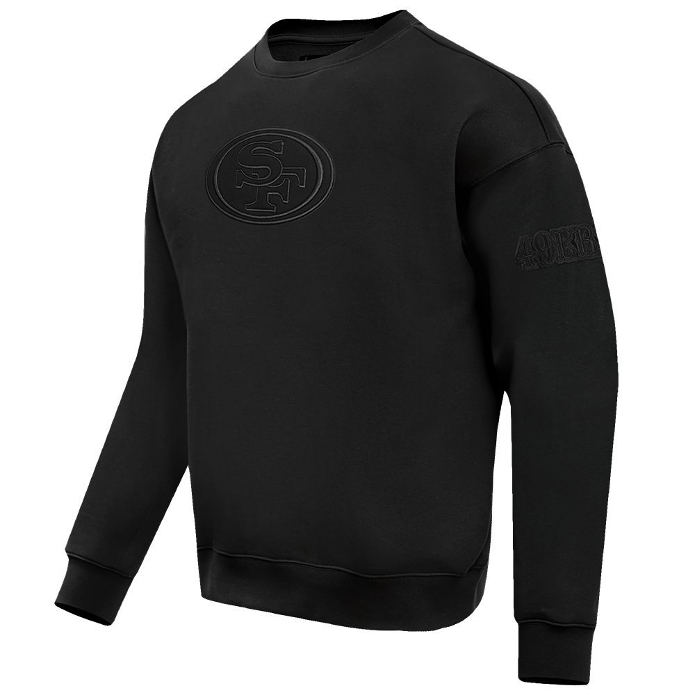 NFL SAN FRANCISCO 49ERS NEUTRAL DROP  SHOULDER FLEECE CREWNECK (BLACK)