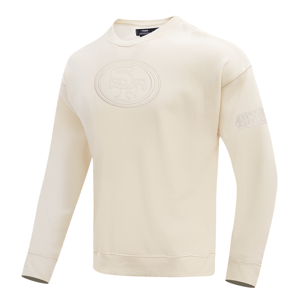 NFL SAN FRANCISCO 49ERS NEUTRAL DROP  SHOULDER FLEECE CREWNECK (EGGSHELL)