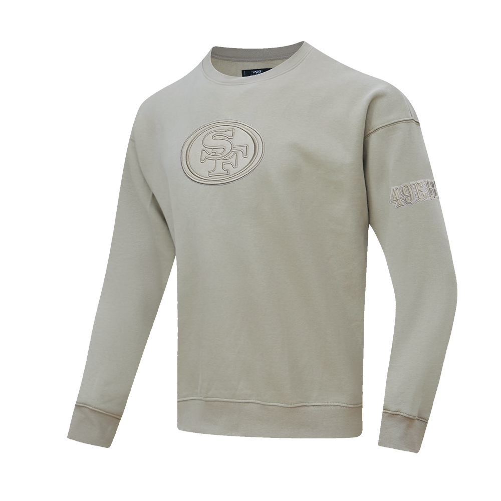 NFL SAN FRANCISCO 49ERS NEUTRAL DROP  SHOULDER FLEECE CREWNECK (TAUPE)