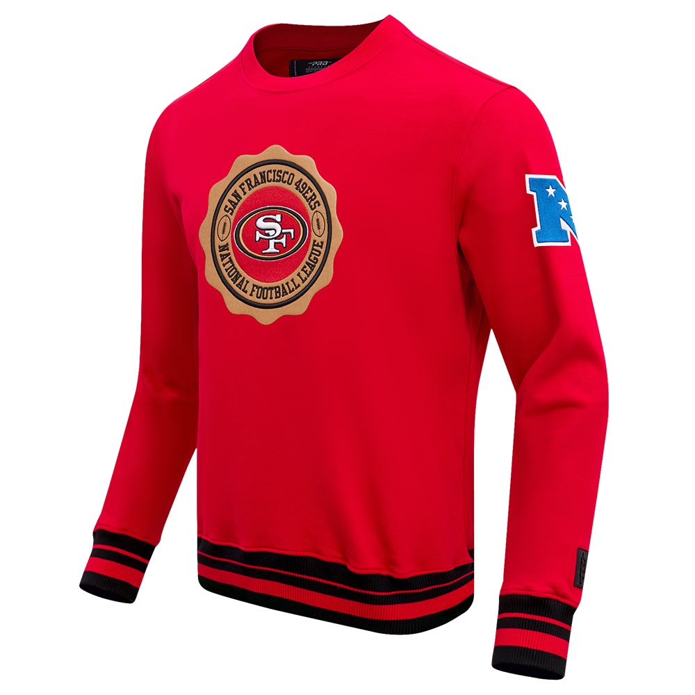 NFL SAN FRANCISCO 49ERS CREST EMBLEM MEN'S RIB CREWNECK (RED/BLACK)