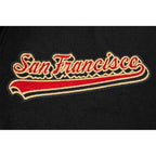 NFL SAN FRANCISCO 49ERS SCRIPT TAIL BLOUSON COLLÉGIAL POUR HOMME (NOIR/ROUGE/NOIR)