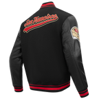 NFL SAN FRANCISCO 49ERS SCRIPT TAIL BLOUSON COLLÉGIAL POUR HOMME (NOIR/ROUGE/NOIR)