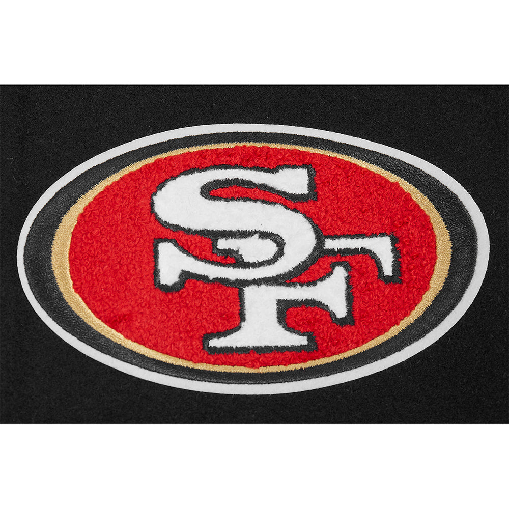 NFL SAN FRANCISCO 49ERS SCRIPT TAIL BLOUSON COLLÉGIAL POUR HOMME (NOIR/ROUGE/NOIR)