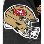 NFL SAN FRANCISCO 49ERS SCRIPT TAIL BLOUSON COLLÉGIAL POUR HOMME (NOIR/ROUGE/NOIR)