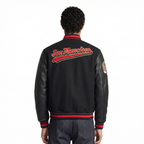 NFL SAN FRANCISCO 49ERS SCRIPT TAIL BLOUSON COLLÉGIAL POUR HOMME (NOIR/ROUGE/NOIR)