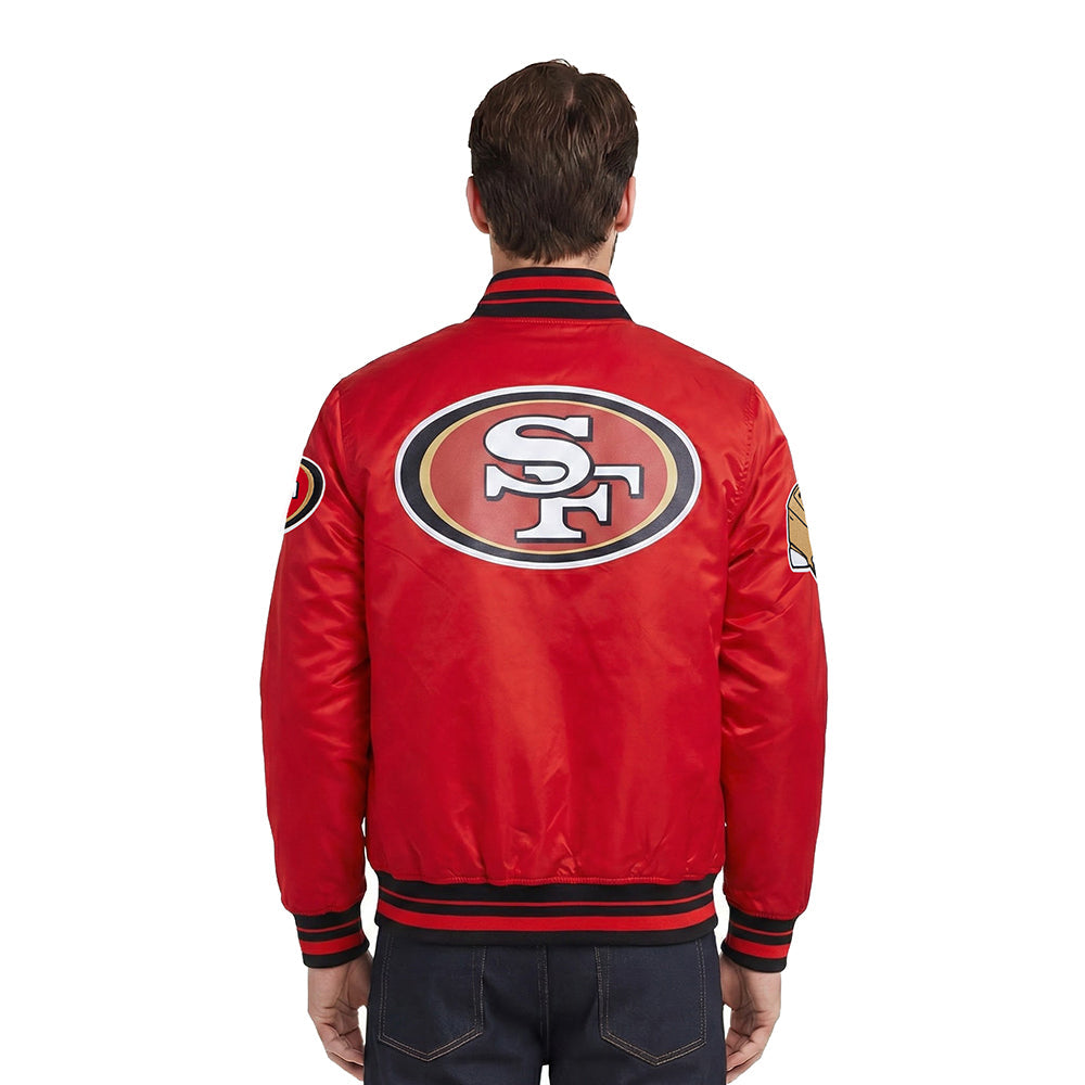 NFL SAN FRANCISCO 49ERS SCRIPT TAIL MEN'S SATIN JACKET (RED/BLACK)