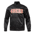 NFL SAN FRANCISCO 49ERS BLOUSON EN SATIN À GRAND LOGO POUR HOMME (NOIR)